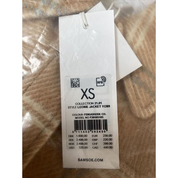 Samsoe Samsoe Leonie Jacket Womens size XS Those Plaid Wool Blend Quilt Lining - Picture 5 of 6